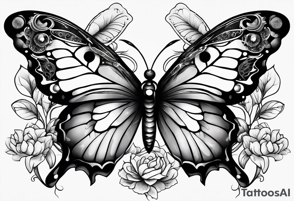 Butterflies, owl, firefly, dragonflies tattoo idea