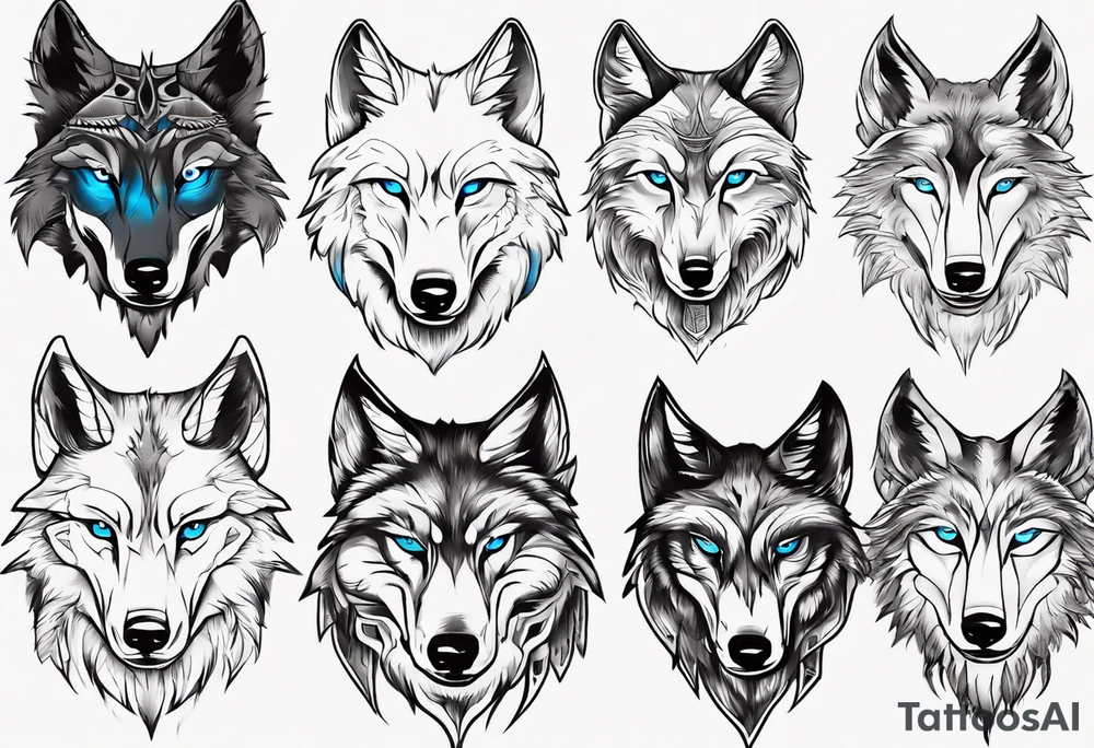 wolf with blue eyes tattoo idea