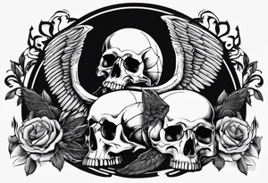 Thanatos and hypnos, 3 skull, sword, like greek statue, minimalist tattoo idea