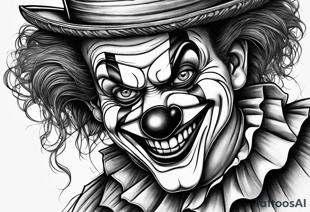 scary cartoon clown tattoo idea