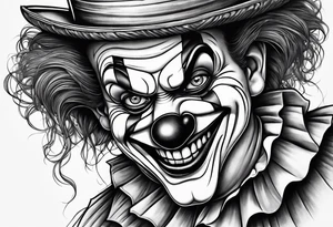 scary cartoon clown tattoo idea