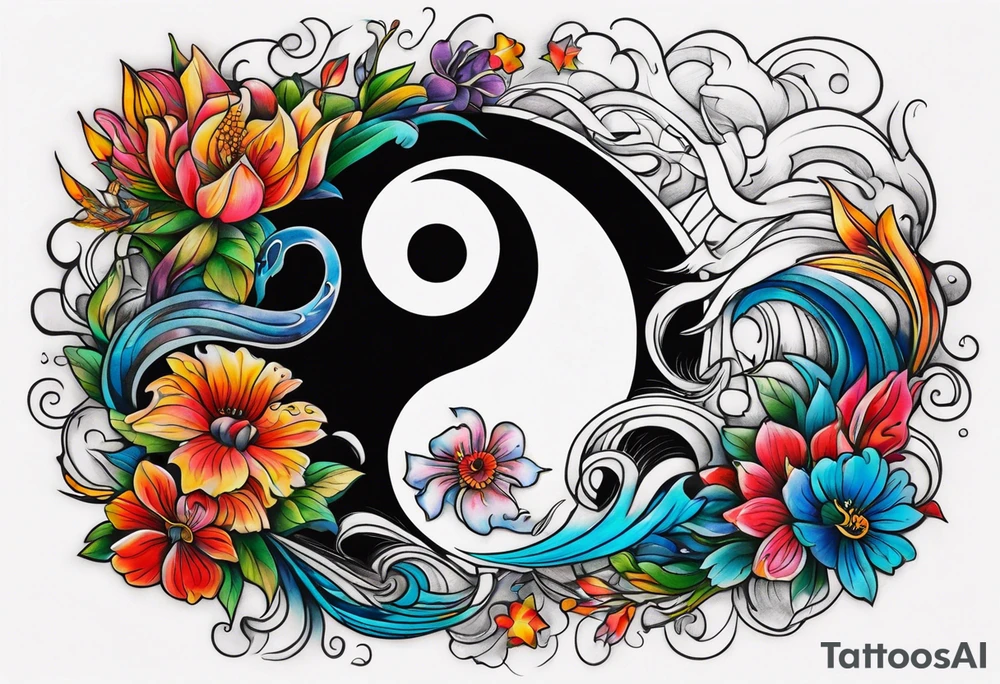 Ying yang sad happy tattoo idea