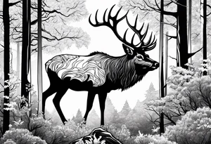 elk mountain forest tattoo idea
