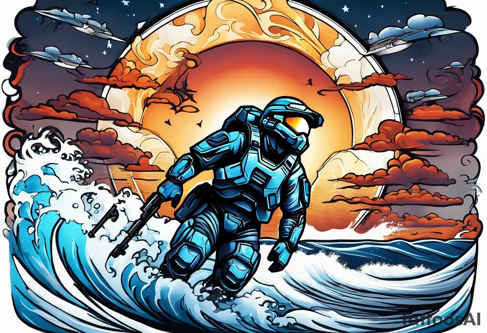 Halo 3 Marine reaching for the sky tattoo idea