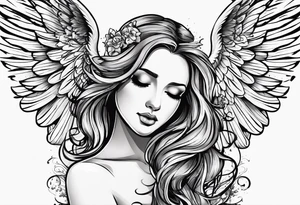 a clipart angel with "my sweet angel" written underneath it tattoo idea