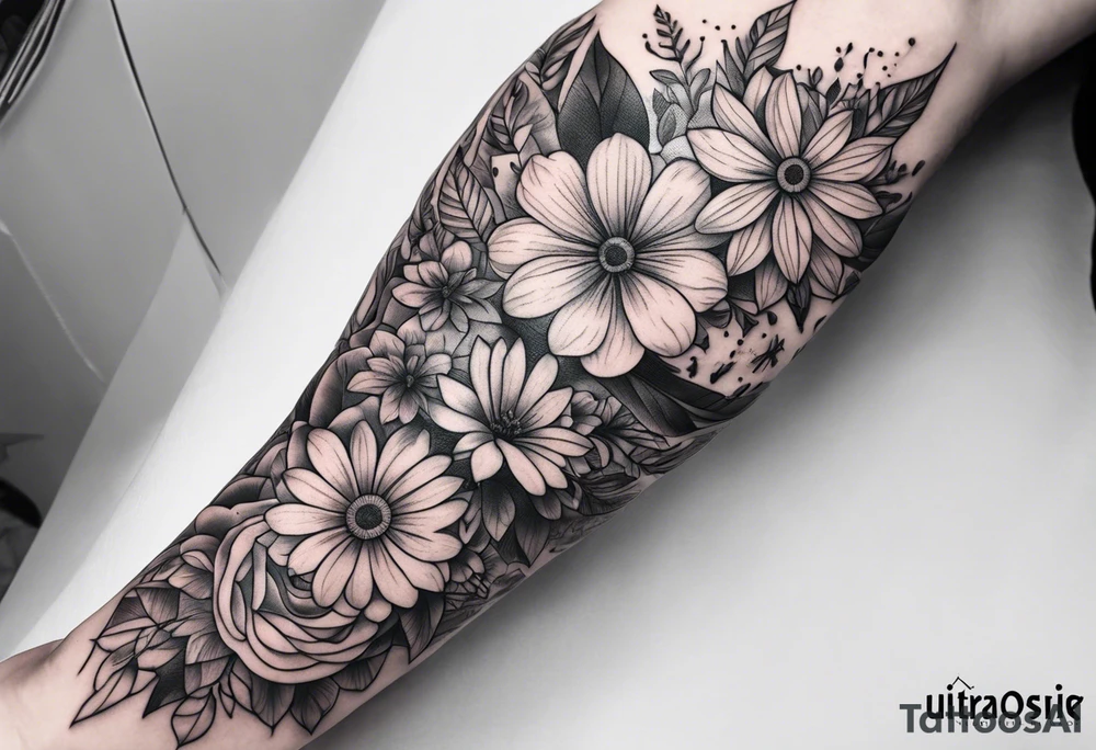 Flowers in the arm tattoo idea