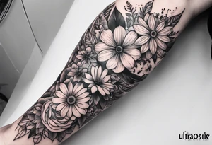 Flowers in the arm tattoo idea