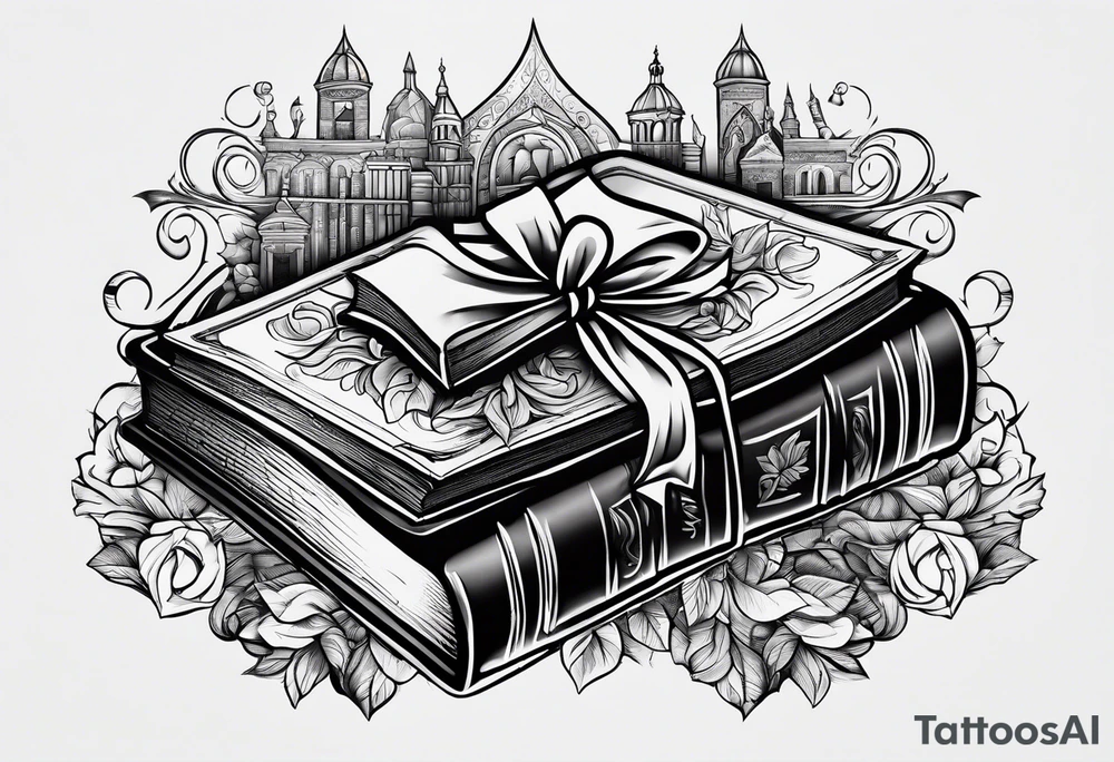 A puzzle piece with books in the background tattoo idea