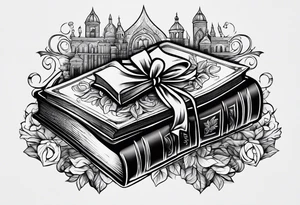 A puzzle piece with books in the background tattoo idea
