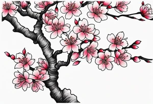 Shoulder cherry blossom tree branches tattoo idea