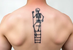 skeleton clibing up rope ladder tattoo idea