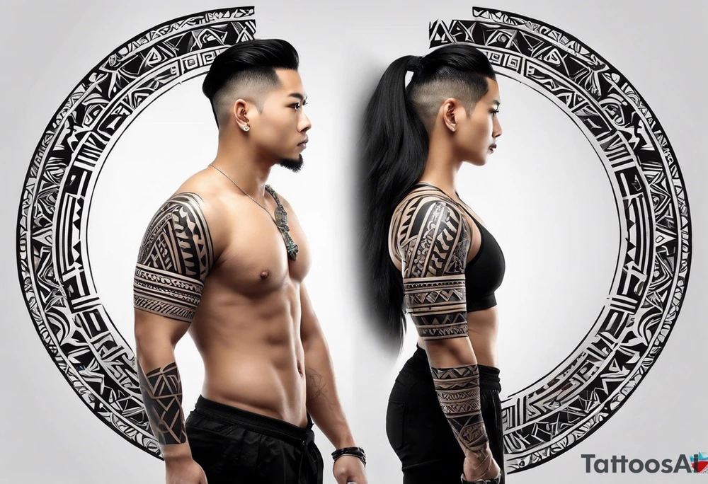 /Users/kevinvargaslopez/Desktop/DALL·E 2024-11-29 02.09.00 - A black-and-white, asymmetrical Filipino tribal tattoo design centered along the spine, incorporating a wide variety of traditional Filipino symbols. .webp tattoo idea