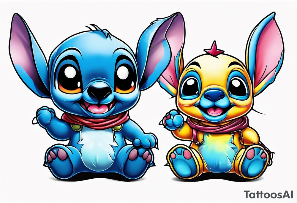 Baby stitch with welding hood tattoo idea