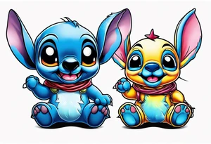 Baby stitch with welding hood tattoo idea