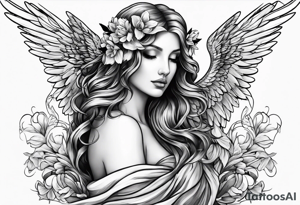 Angel with hummingbird tattoo idea