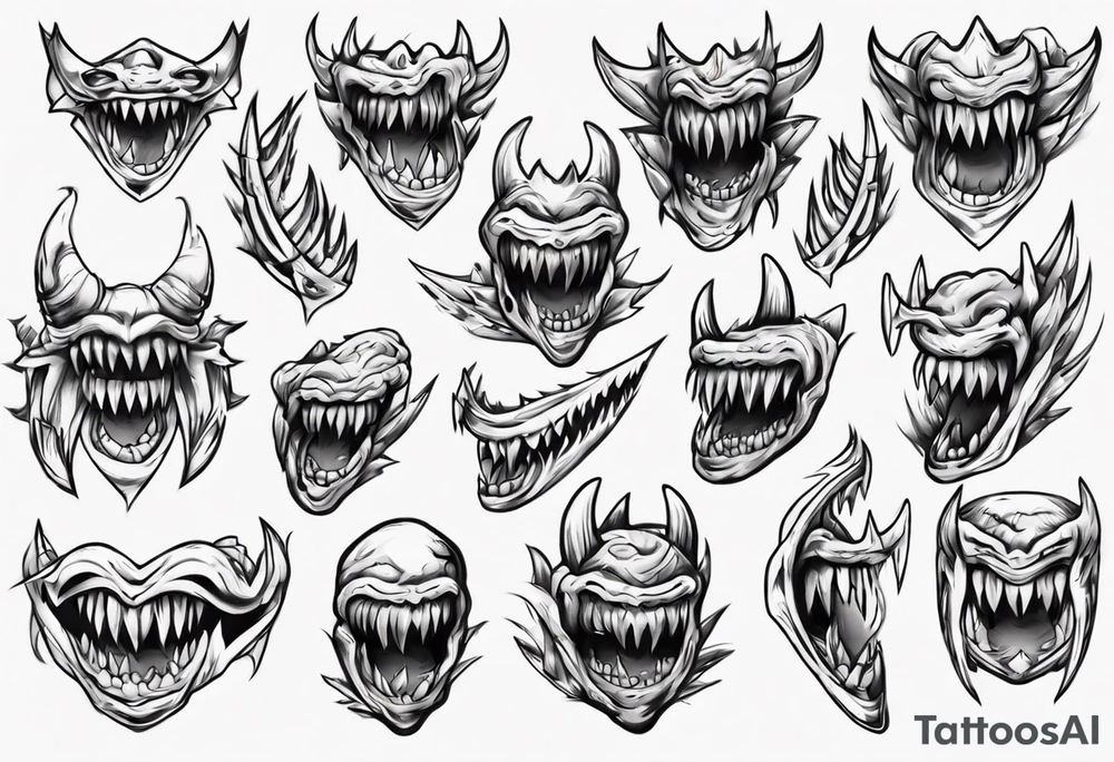 monster teeth tattoo idea