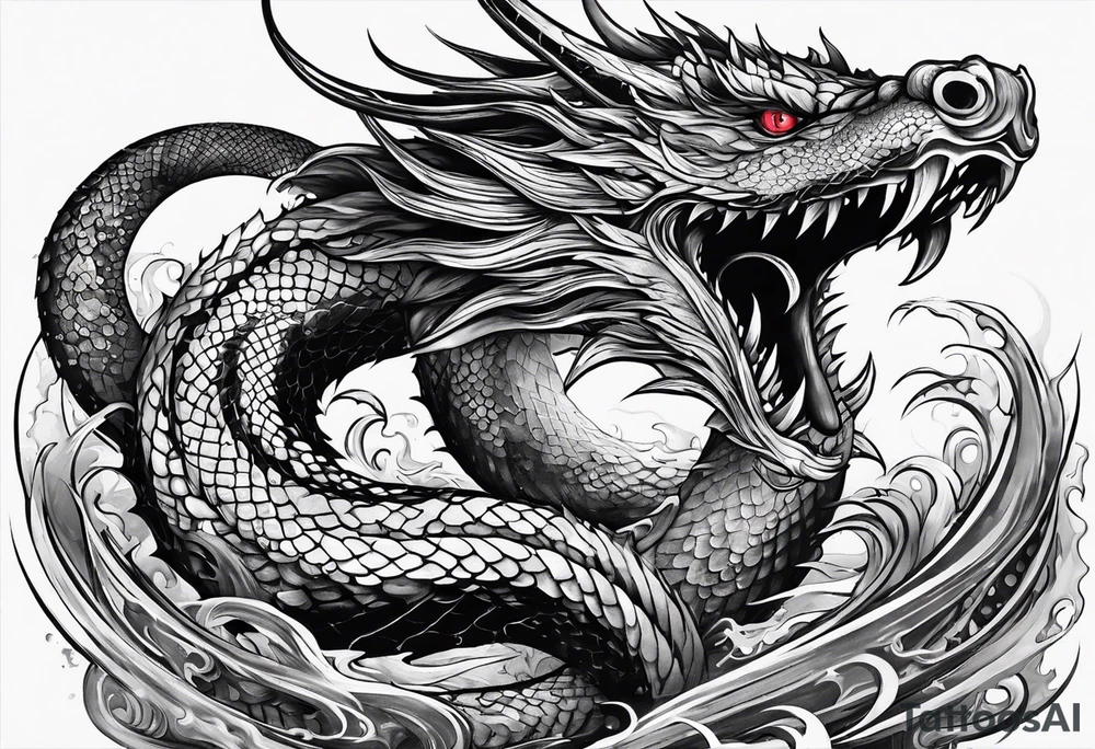 Menacing leviathan serpent tattoo idea