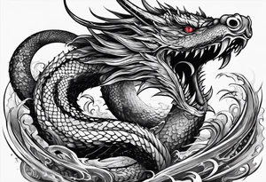 Menacing leviathan serpent tattoo idea