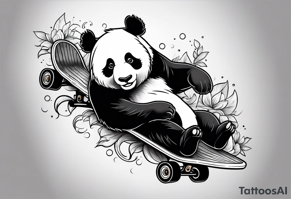 panda on a skatebord tattoo idea