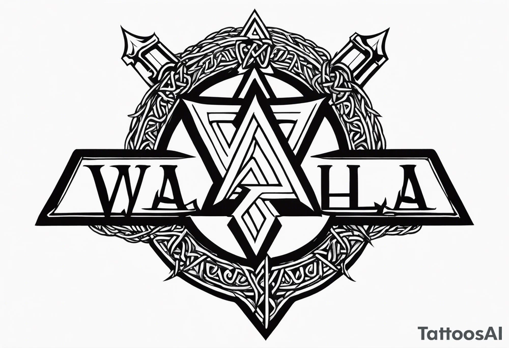 Valhalla sword shield dragon axe Valknut barbed wire chains tattoo idea Valhalla sword shield dragon axe Valknut barbed wire chains tattoo idea