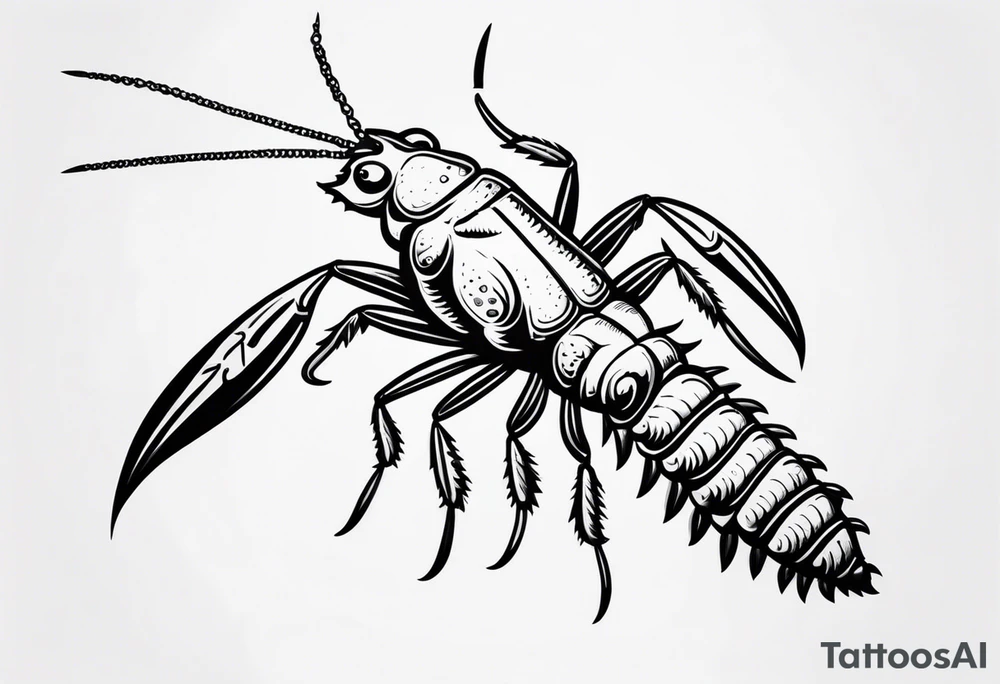 Crawfish with a pistol in each claw tattoo idea