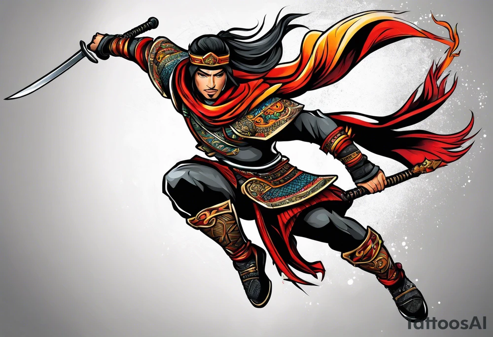 leaping warrior tattoo idea
