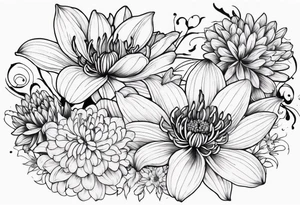 Lillies and chrysanthemums tattoo idea