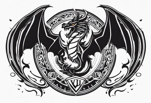 Valhalla sword shield dragon head fire tattoo idea