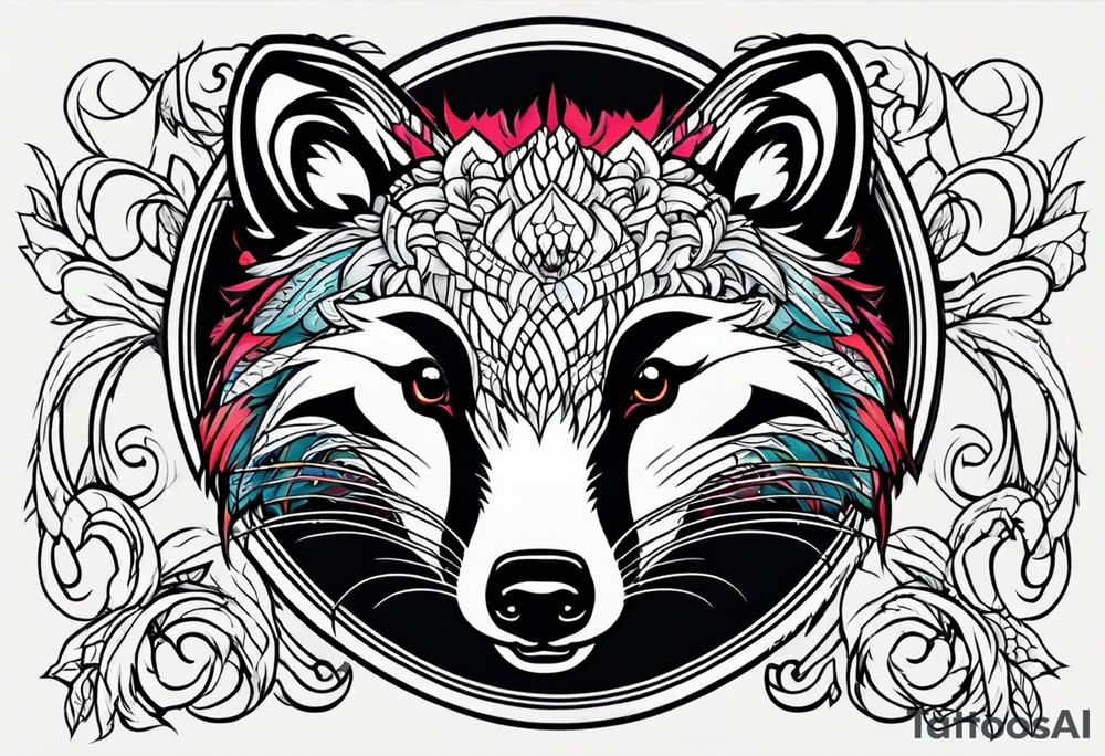 Neo traditional badger with mouth open tattoo idea