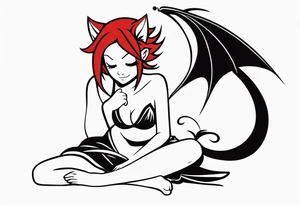 A fairy with a tail inspired by the logo of the show called Fairy Tail in a fetal position leaning in tattoo idea