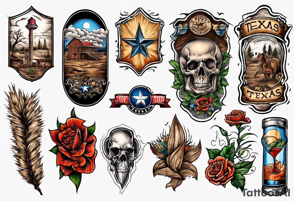 Texas theme forearm sleeve tattoo idea