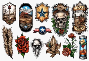 Texas theme forearm sleeve tattoo idea