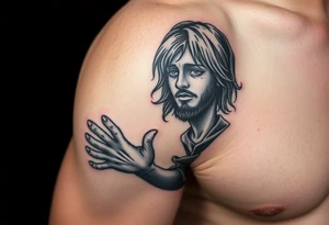 i want a boy reaching out to Jesus hand while falling into the void tattoo idea