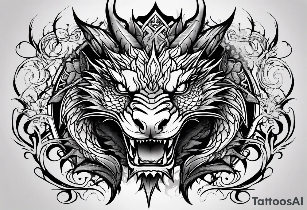 Dragon face tattoo idea