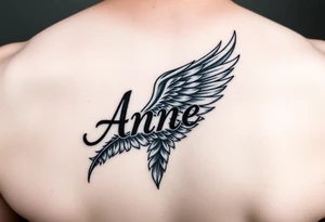 the name Anne in a phoenix feather tattoo idea