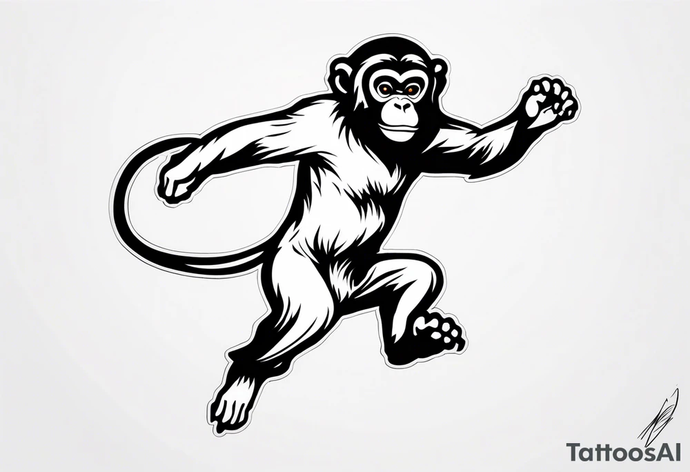 traditional japanese art jumping monkey tattoo idea