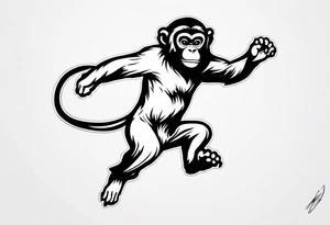 traditional japanese art jumping monkey tattoo idea
