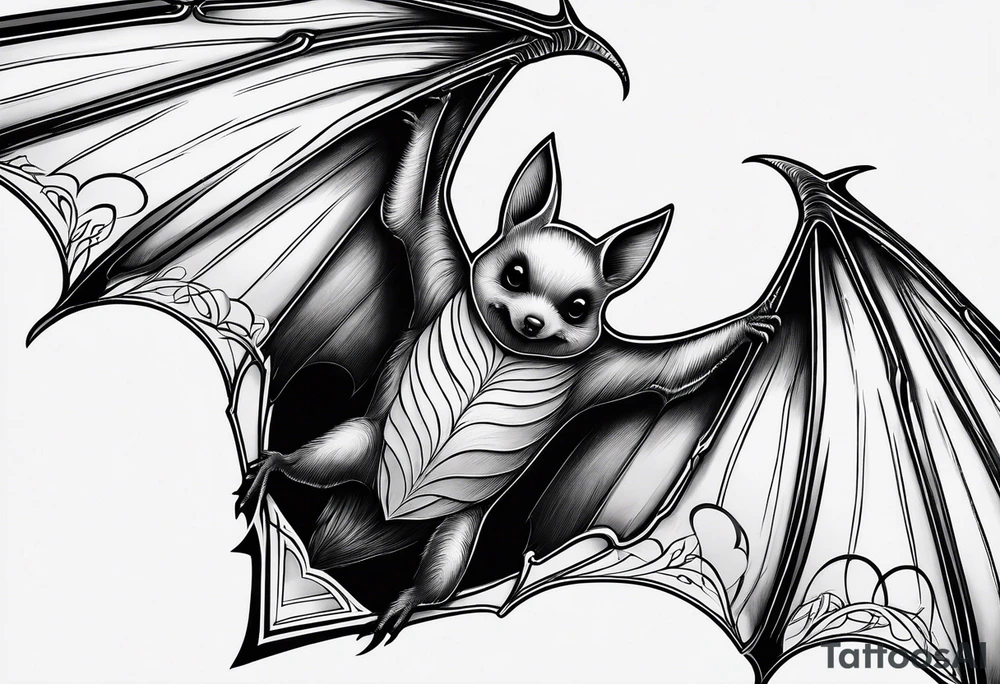 bat with hearts, simple tattoo idea
