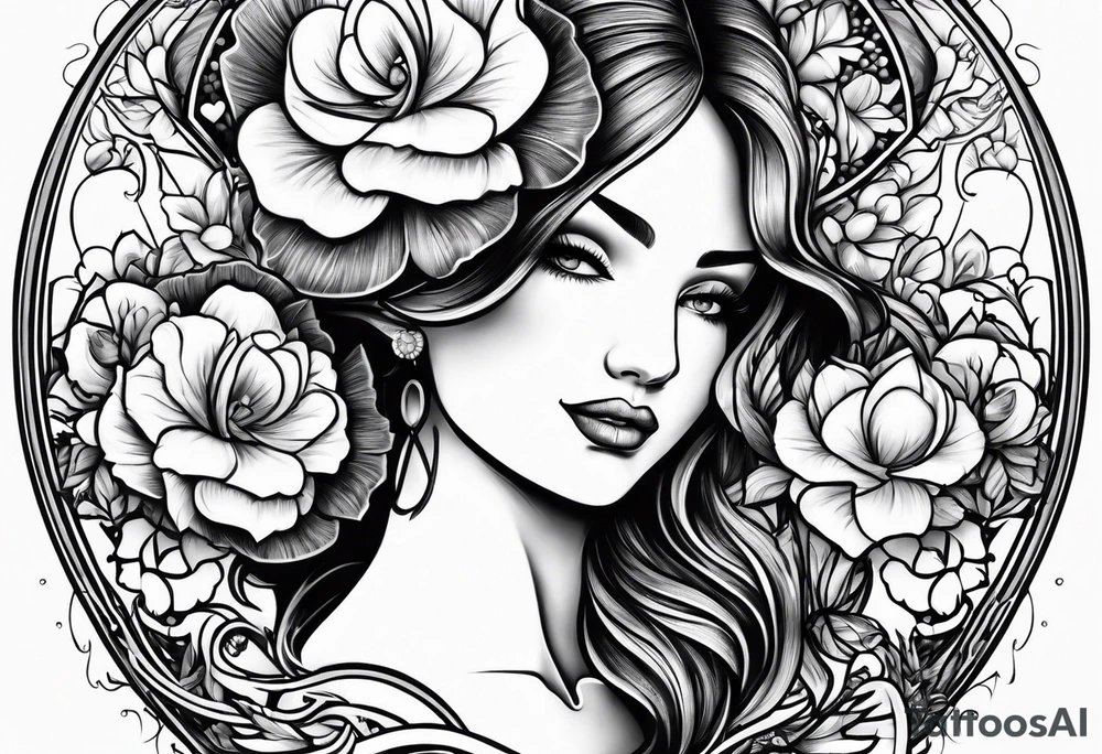 Mom and son , hearts and flowers tattoo idea