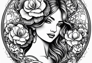 Mom and son , hearts and flowers tattoo idea