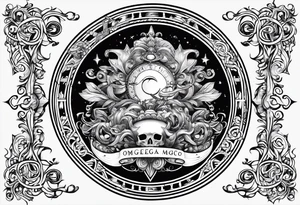 omega greek sign black magic style tattoo idea