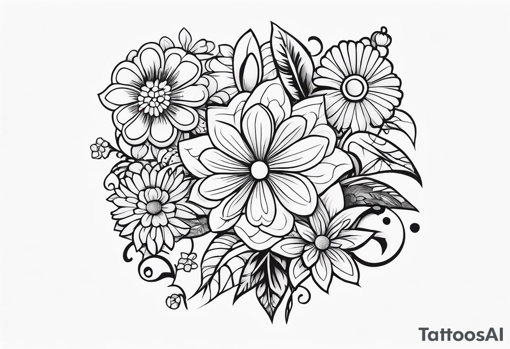 ornaments of flowers tattoo idea