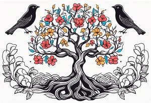tree with roots and birds


old school vintage simple traditional design with vintage flowers surrounding
bold color simple tattoo idea