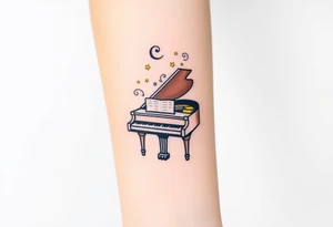 grand piano under the stars swirl tattoo idea