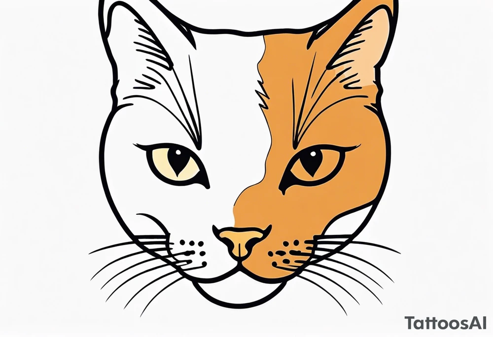 half face black and half face ginger cat tattoo idea