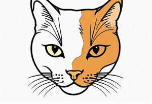 half face black and half face ginger cat tattoo idea