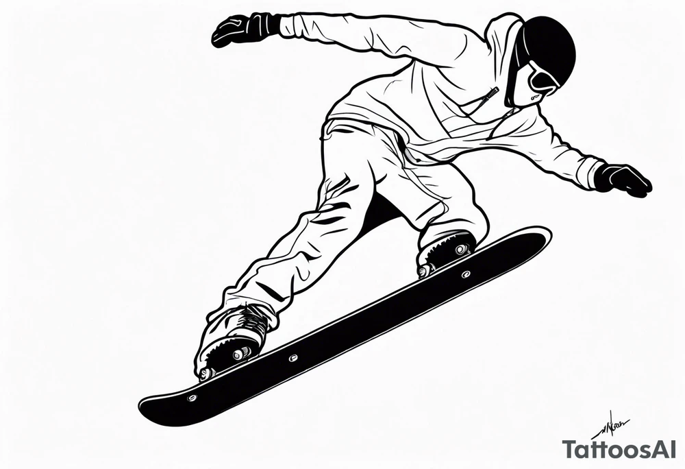 snowboarder hitting a rail of a broken humerus bone tattoo idea