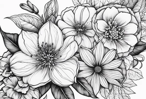 Neotraditional flowers tattoo idea