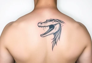 Crocodile head eating woman tattoo idea