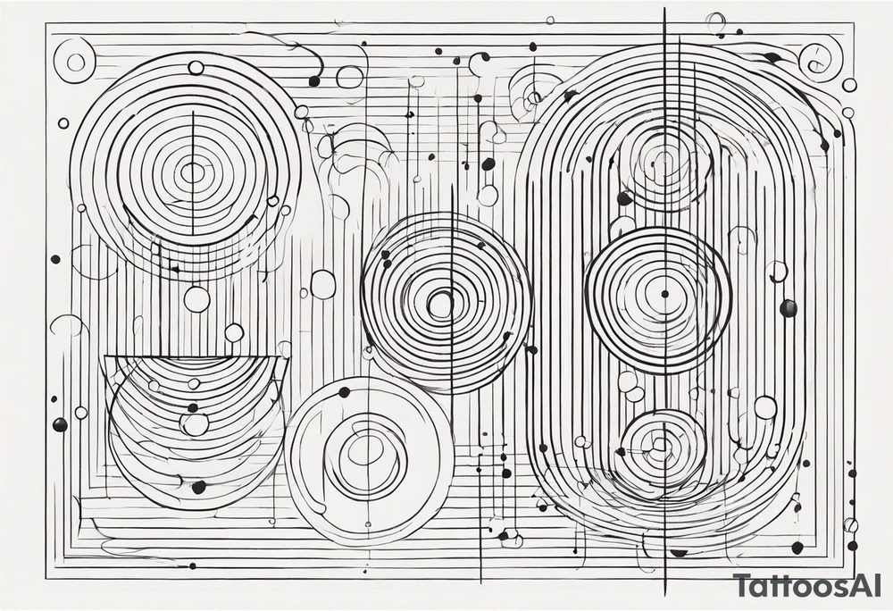 vertical lines with circles and dots tattoo idea